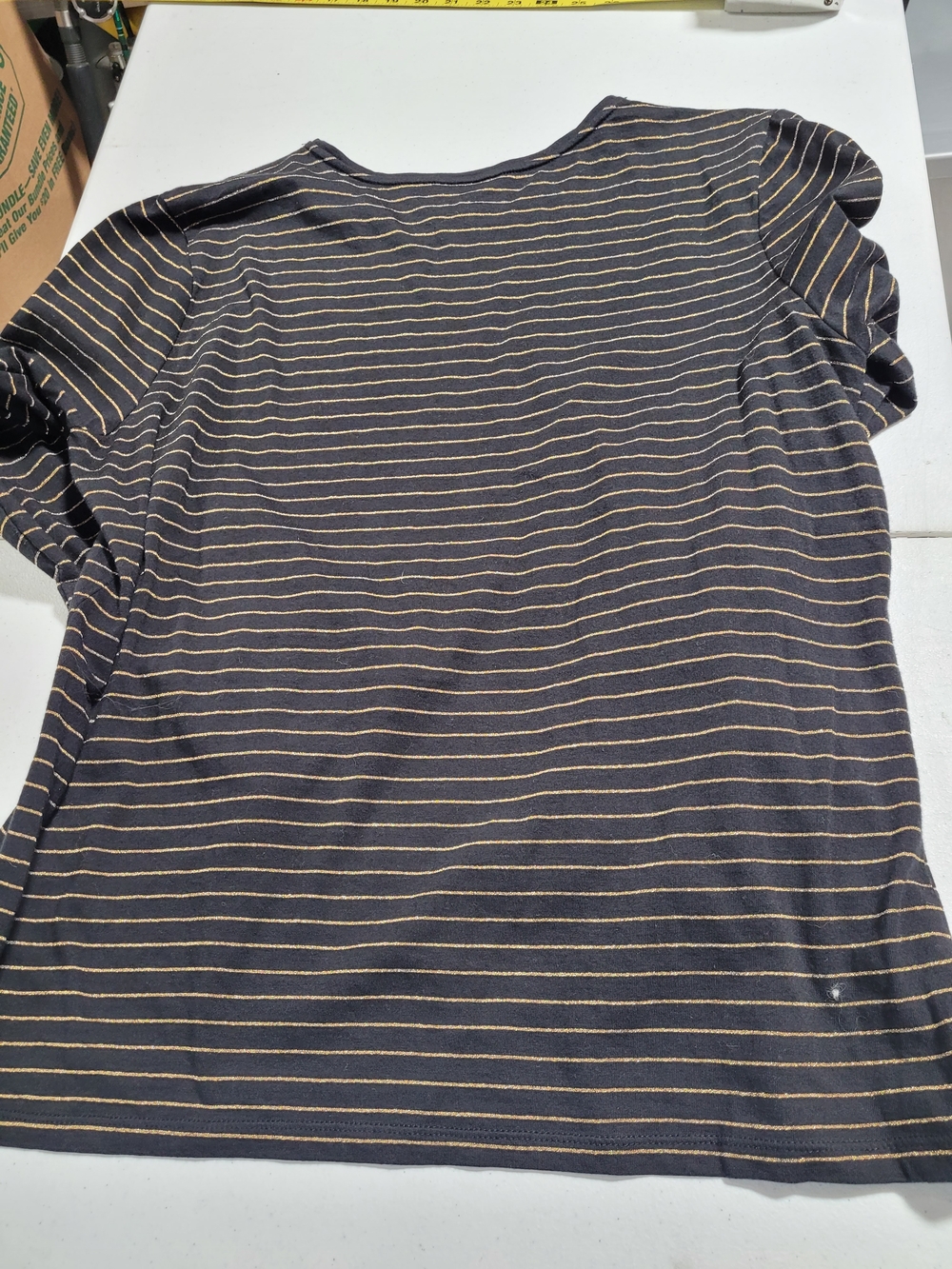 Charter Club Navy and Tan Striped Long-Sleeve Tee - Picture 3 of 3